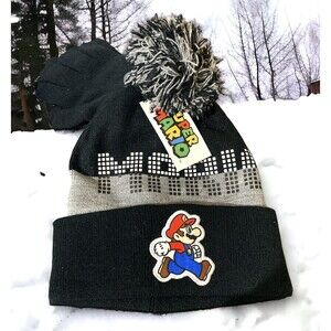 NEW! Super Mario Youth Kids Boys Knit Beanie Hat & Gloves Set Official Nintendo